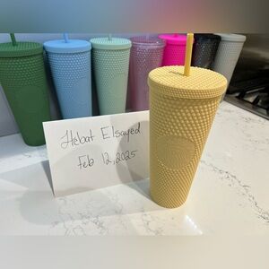 Starbucks 2021 China Butter Yellow Matte Studded 24oz Cup Tumbler